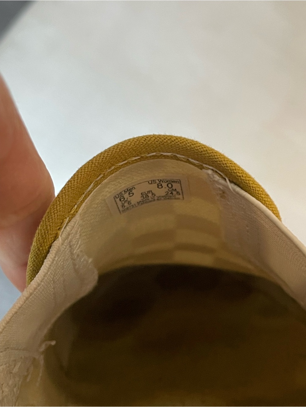 Vans Classic Slip-On Checkerboard in Mustard/White - Picture 4 of 6